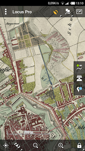 Screenshot z aplikace Locus Map